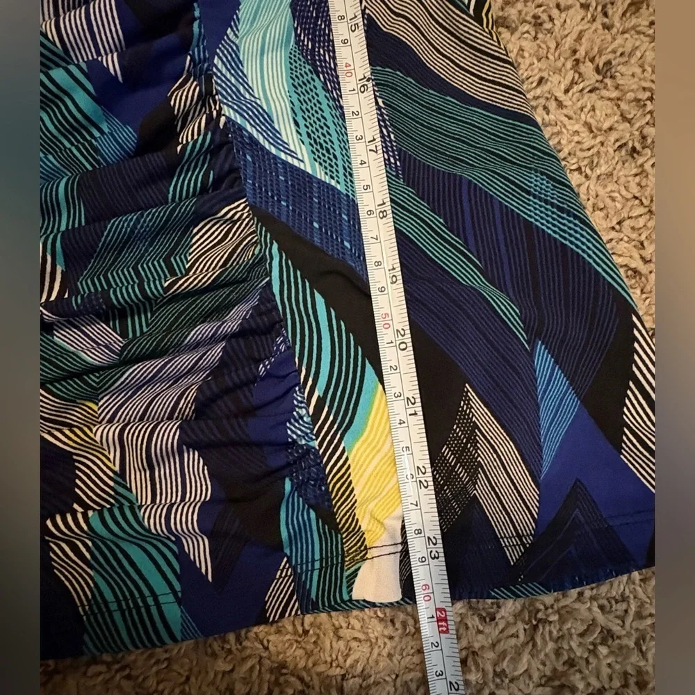 Style & Co Women's Ruched Front Top Size Large Multicolored Geometric Print - Picture 7 of 7